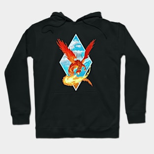 Red Dragon Breathing Fire - Black - Fantasy Hoodie